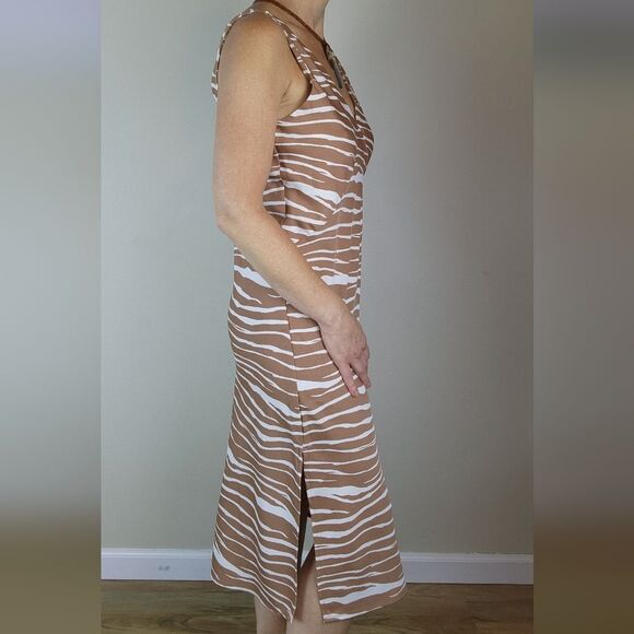 🩵NWT A New Day Tan & Cream Zebra Print Sleeveless Slip Dress Small - Picture 9 of 12